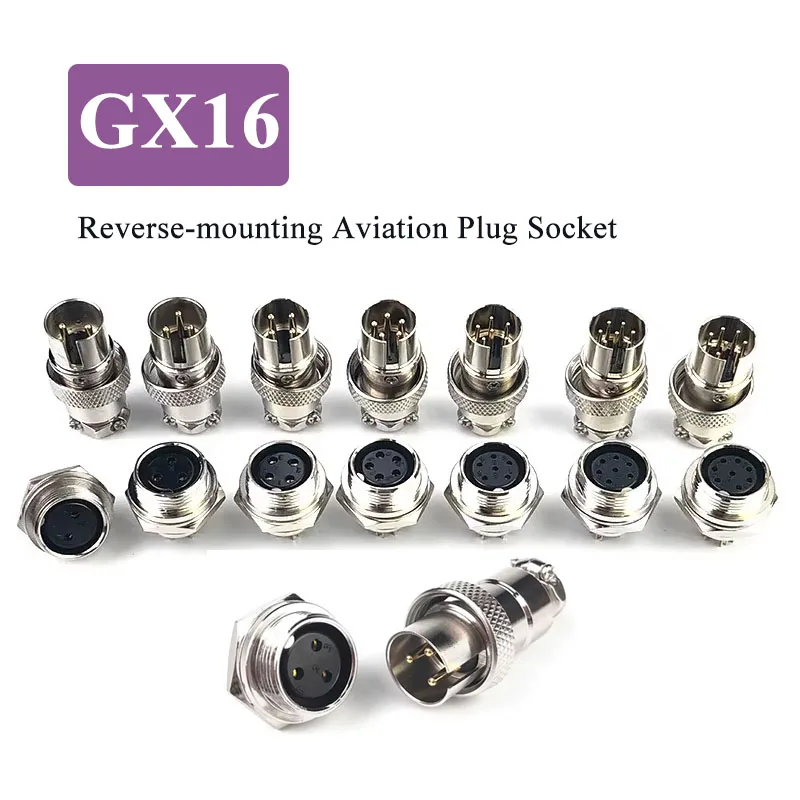 GX16 2 3 4 5 6 8pin Reverse-mounting Aviation Plug DF16 300/500V Male Female Soldering Connector M16F AB Rebel Signal Socket Set