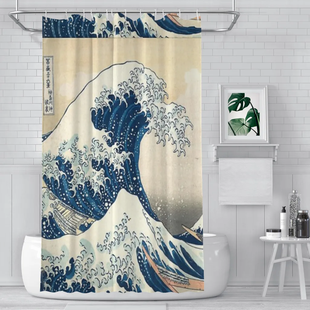 The Great Wave Shower Curtain Shower Curtain Landscape Bath Curtain With Hooks for Bathroom waterproof scenery