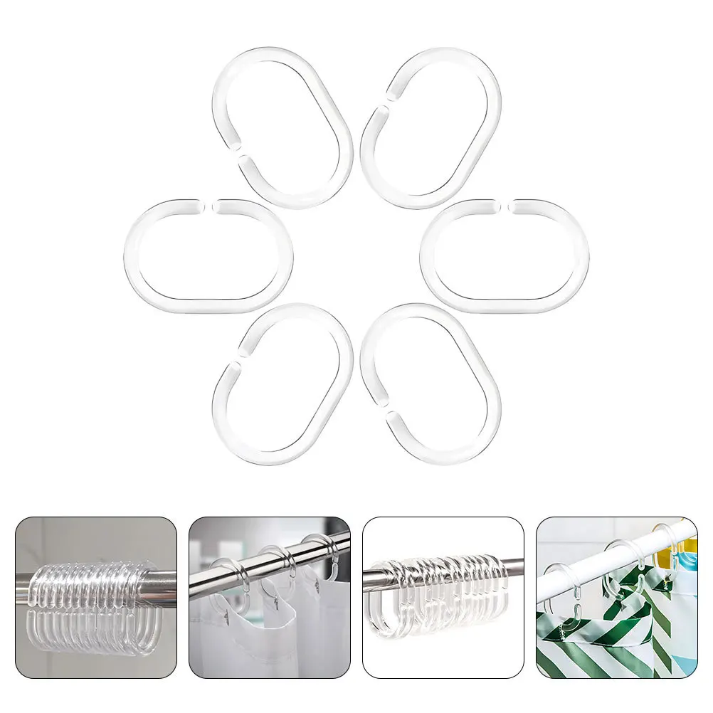 

48pcs Shower Curtain Hooks Bathroom Plastic Hooks For Bath Curtains Decorative Shower Curtain Hangers Easy Install