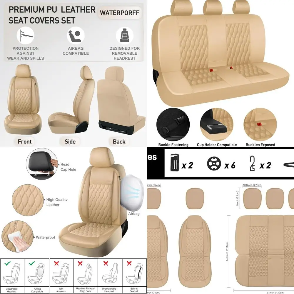 

Faux Leather Car Seat Covers Full Set,Luxury and Comfortable Covers for Cars,Split Bench Compatible Car Interior Covers,Universa