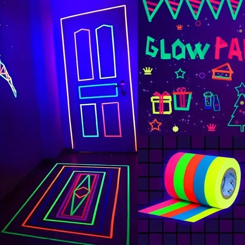 

Fluorescent Tape Self Adhesive Sticker Reactive Black Light Reactive Photography Home Decor DIY Crafts 6pcs/set Tape