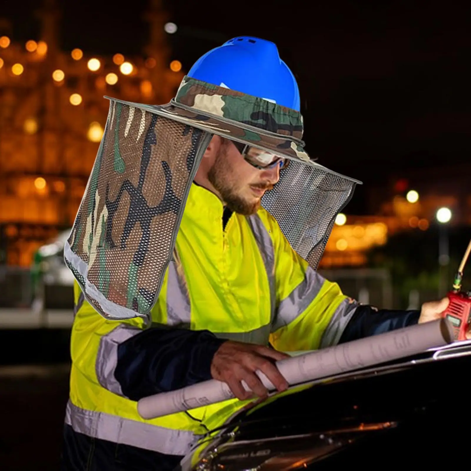 

Солнцезащитный козырек для каски с полными полями, 2-х предметные сетчатые козырьки для каски для защиты от солнца и ультрафиолета, аксессуары для шлема со светоотражающей полосой для