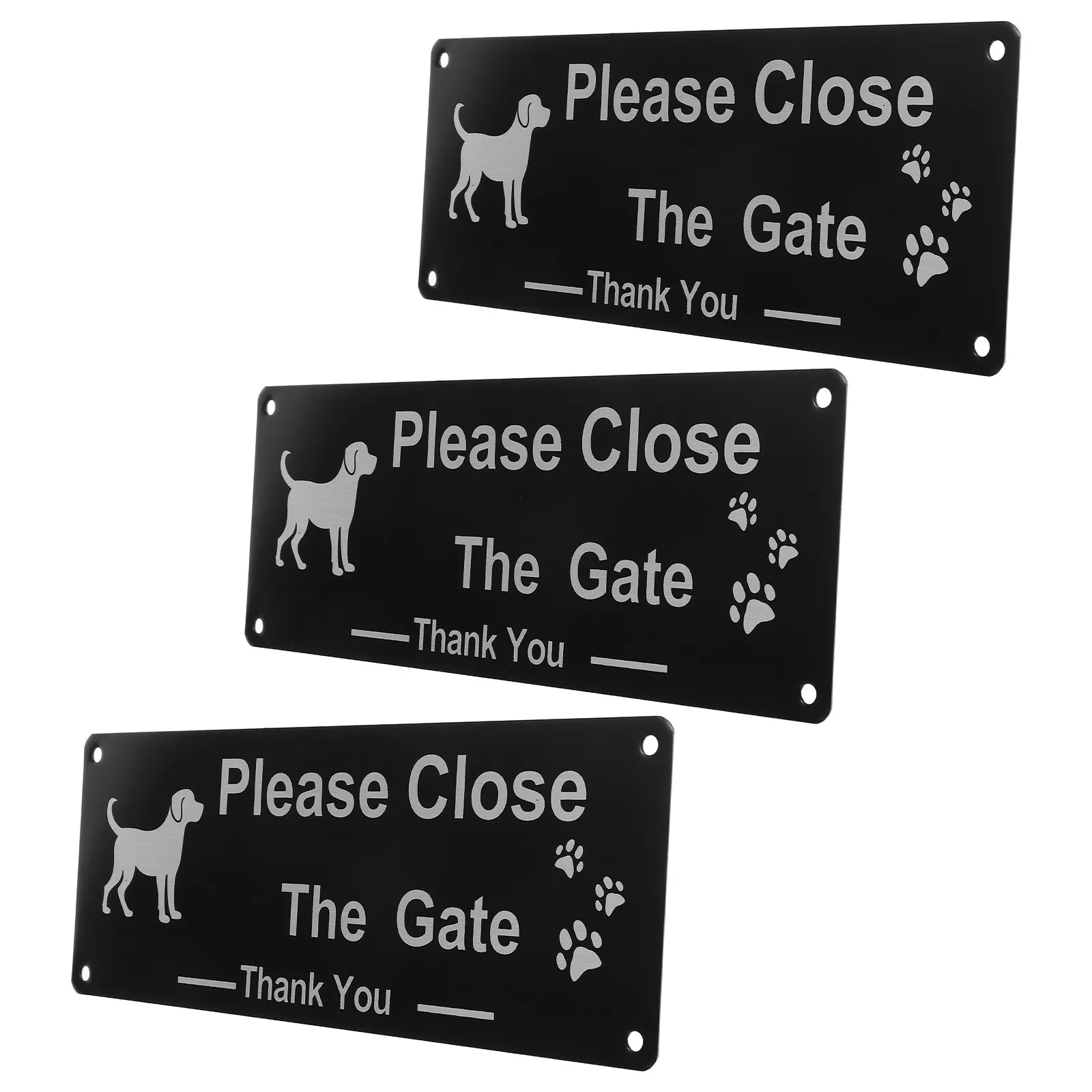 3 Pcs Aluminum Alloy Gate Sign Dog Signs for Yard Clear Instructions Attention-grabbing Door Closed Notice Signage