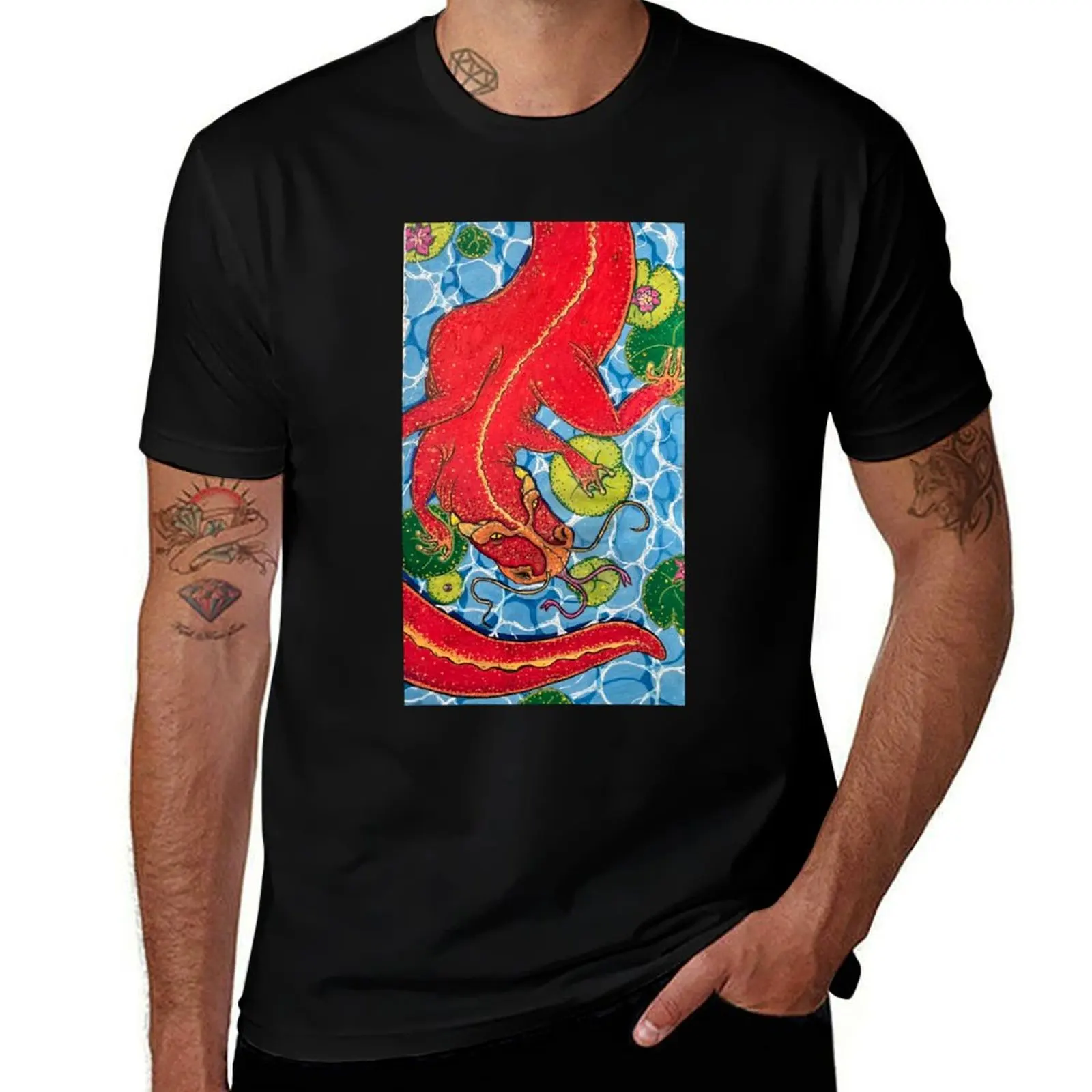 Red Salamander Dragon T-Shirt Quick Dry Outdoor Sports T-Shirt