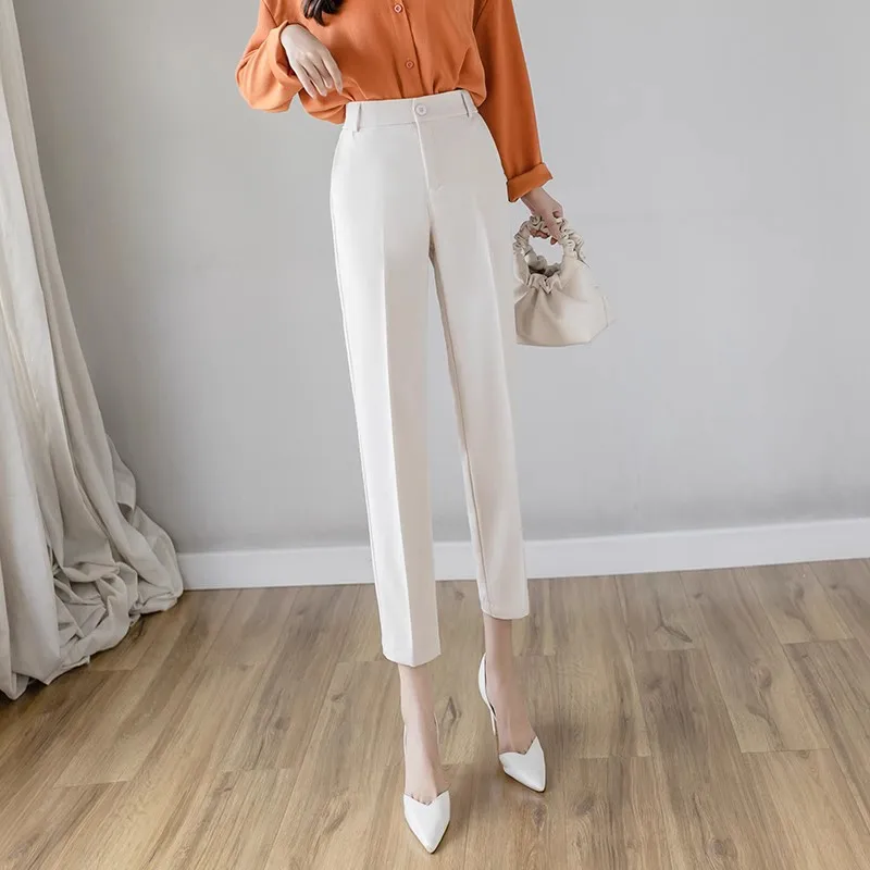 

Professional Commute Suit Pants Women's Summer New High Waist Slimming Tappered Harem Pants Small Ankle Length Casual Pants