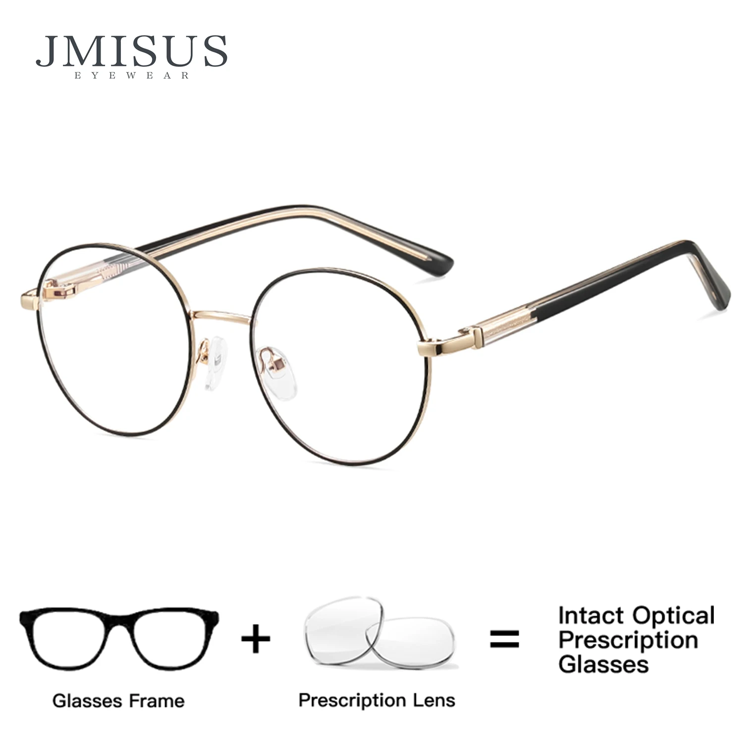 JMISUS 2026 Teen Round Metal Alloy Progressive Multifocal Glasses Anti-Blue Light Photochromic Optical Eyeglasses for Girls