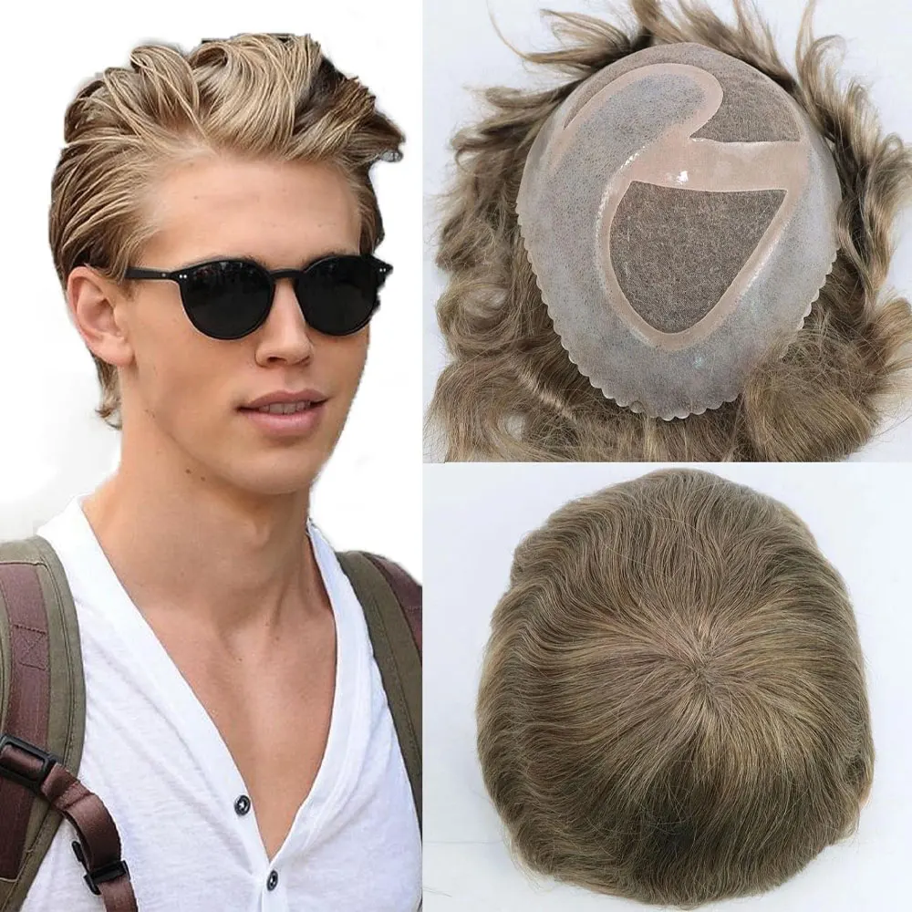 Toupee For Men Hair Replacement System For Men Indian Human Hair Pieces For Men With 10