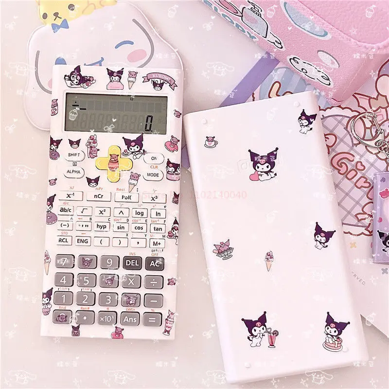 Sticker Diy Sanrio My Melody Kuromi Cinnamoroll Scientific Function Calculator School Students Arithmetic Exam Stationery Kawaii