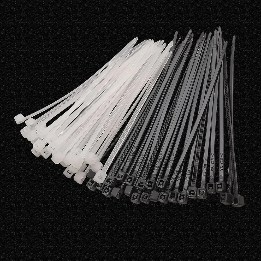 100Pcs/lot Self-Locking Plastic Nylon Cable Ties Black White Cable Zip Tie Binding Straps Fastening Ring Width 1.8mm 2.5mm 3.5mm