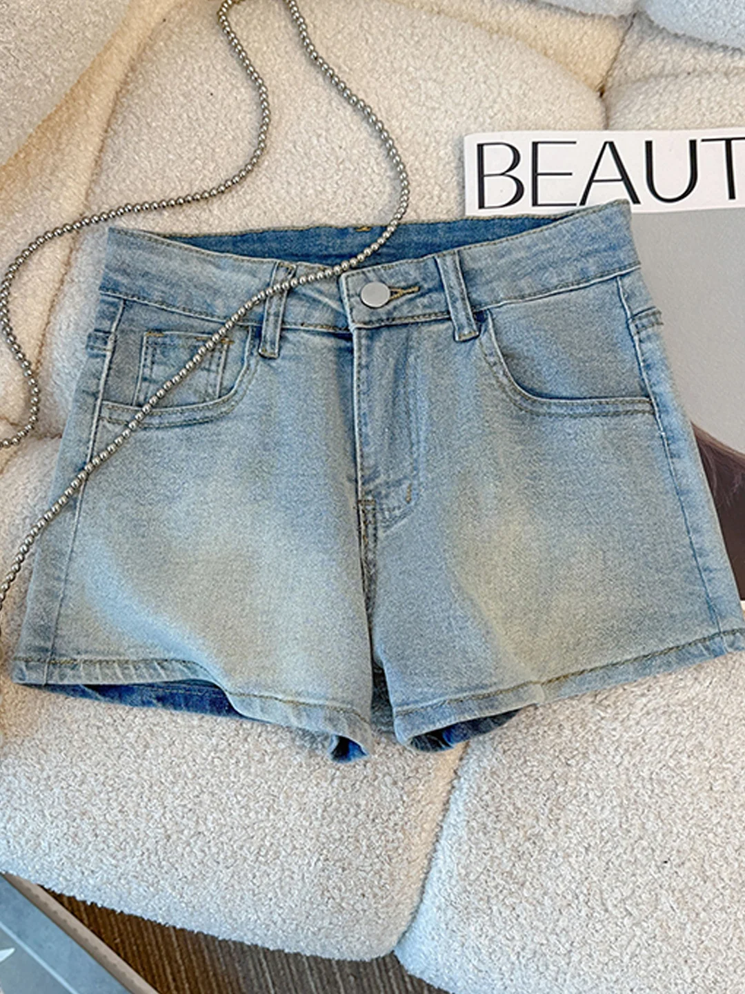 

FeniXuan Sexy Bodycon Denim orts Women's Summer New Elastic Slim High Waist Straight Leg Hot Pants Thinming Hot Pants