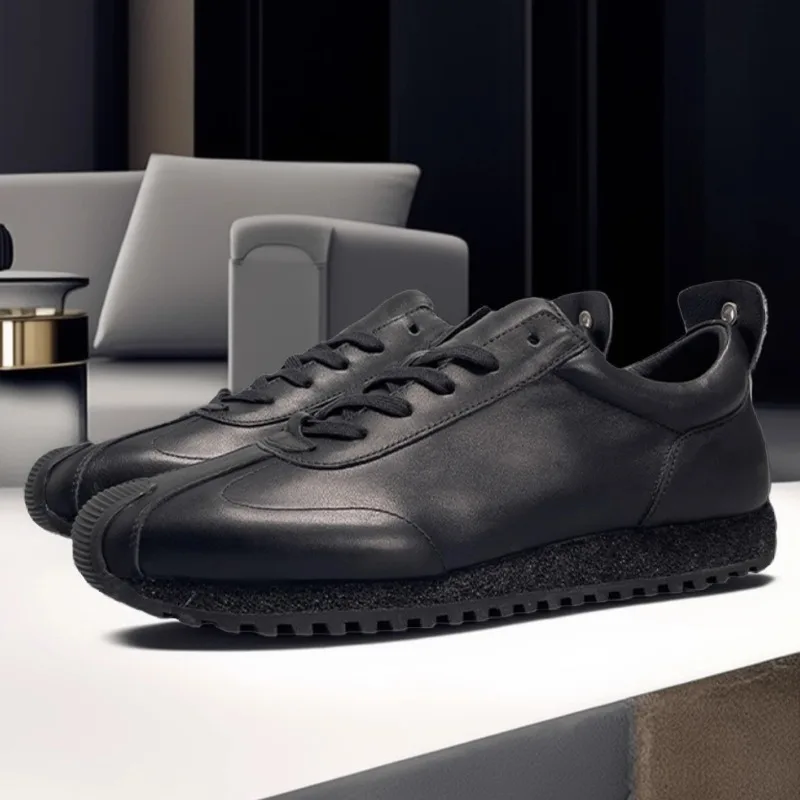 

Черные модные повседневные спортивные туфли ручной работы из воловьей кожи, мужские классические легкие дышащие кроссовки из натуральной кожи, мужские оксфорды