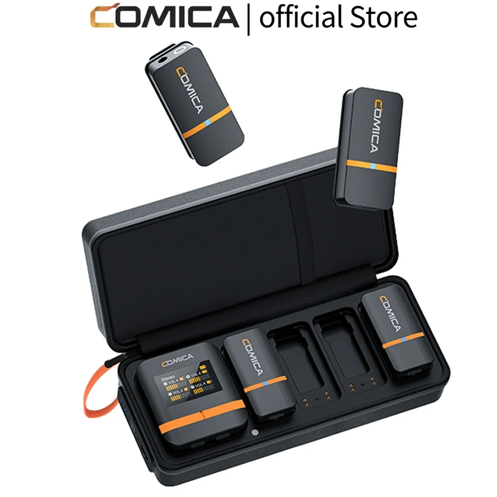 COMICA Vimo Q 4-Channel Wireless Lavalier Lapel Microphone for Camera iPhone Android Clip Microphone for Vlog Stream Interview