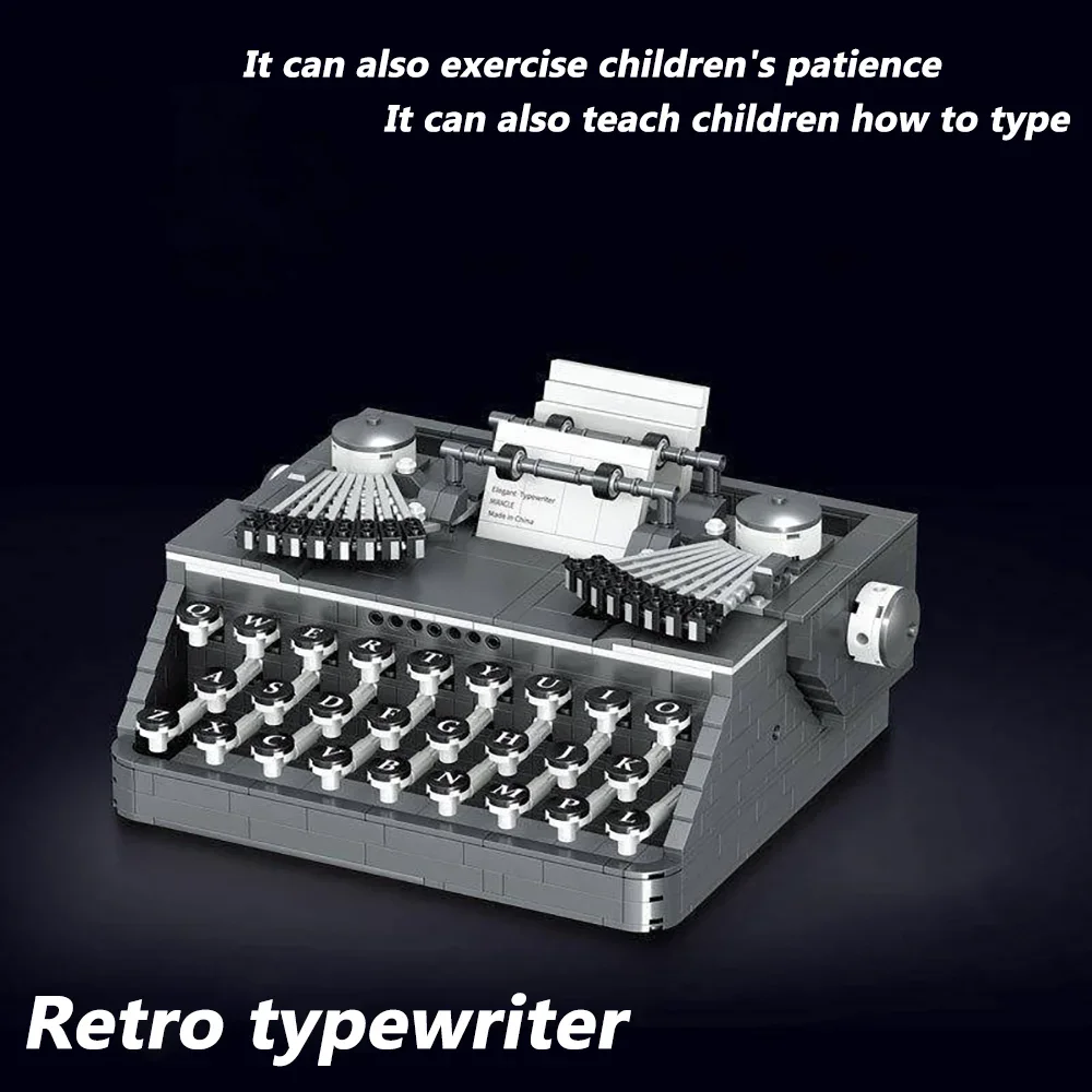 Retro Typewriter Building Blocks Set: 3D Model Micro Mini Bricks - Enhance Kids' Hands-on Skills and Learn About Vintage Toys