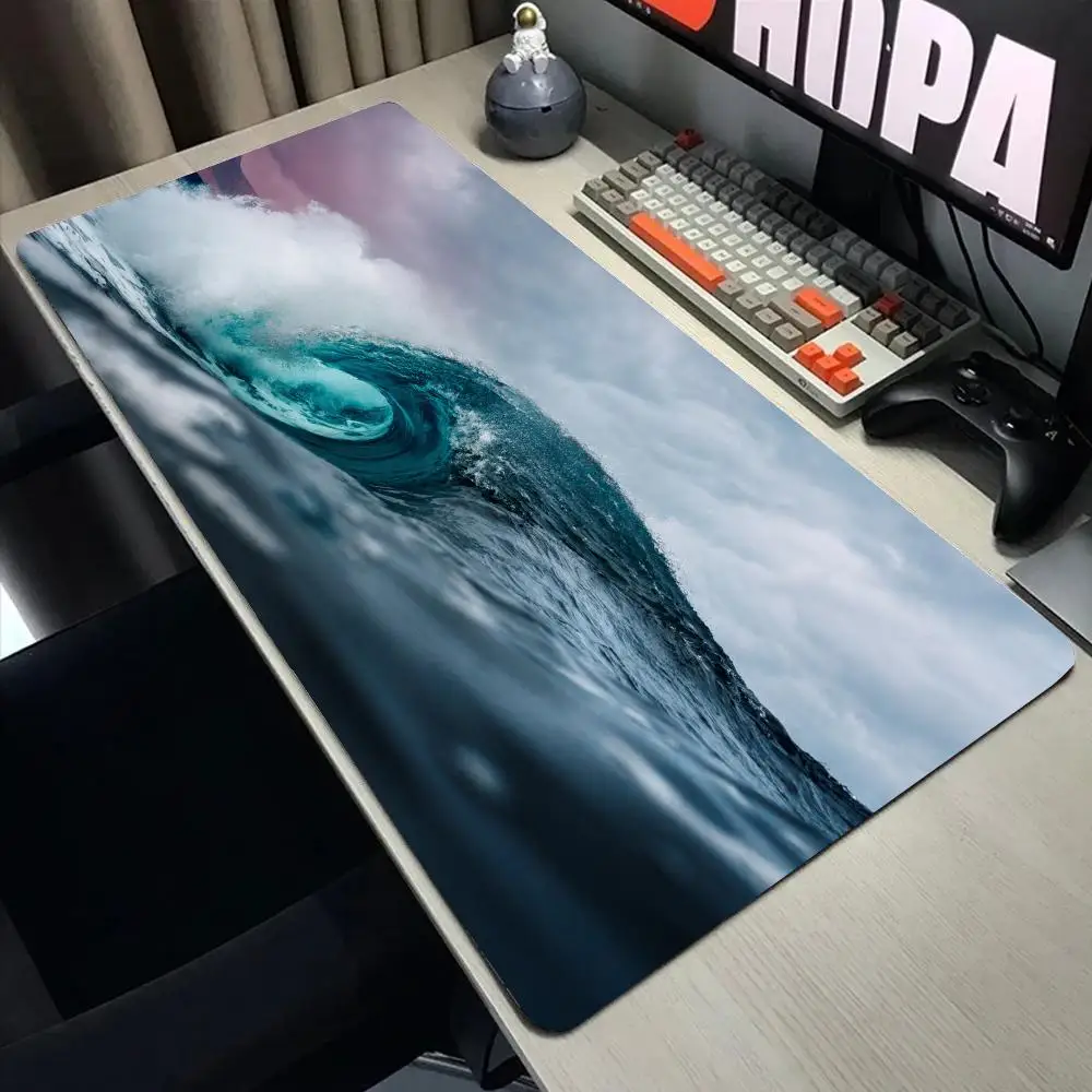 

Ocean Waves Large XL Gaming Mouse pad Computer HD Keyboard Mausepad Mat Rubber Anti-Slip Office Cushion Desk Accessories 900X400