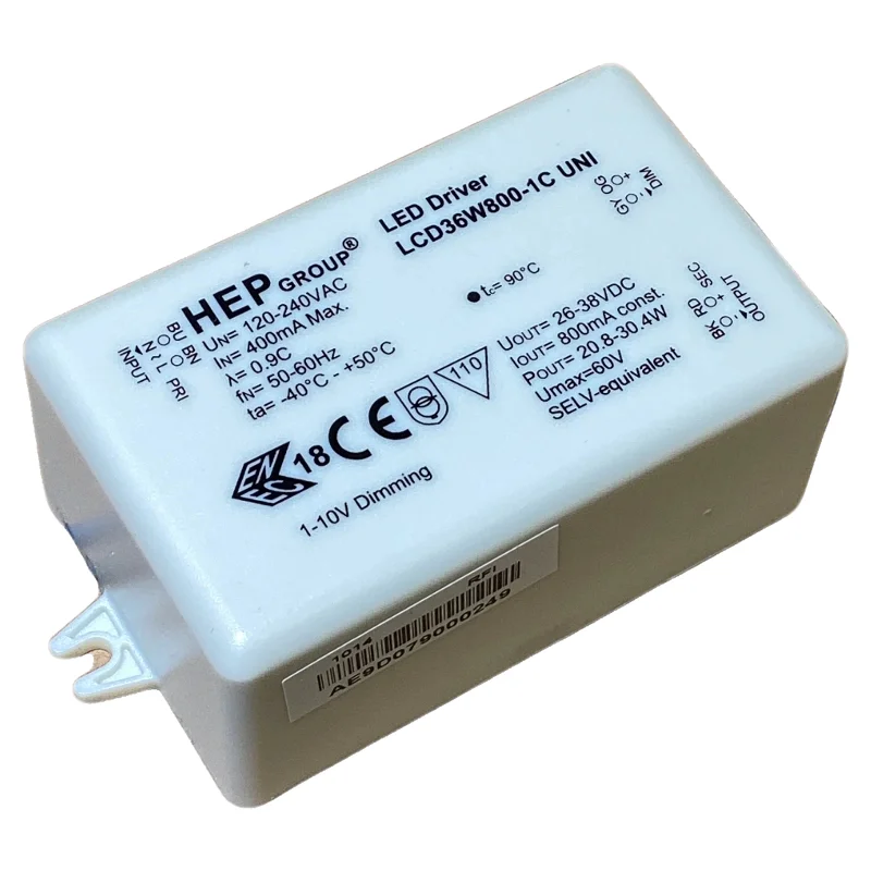 HEP Dimmable Built-in Power Supply LCD36W800-1C UNI 800mA 26-38V 800mA 1-10V