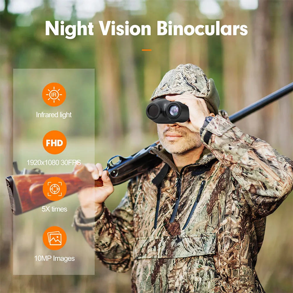 GTMEDIA N4 Night Vision Binoculars, 1.54-inch HD Screen, 1920*1080 30FPS, 5x Zoom, 7 Levels IR, 300m Night Vision, 2000mAh Battery