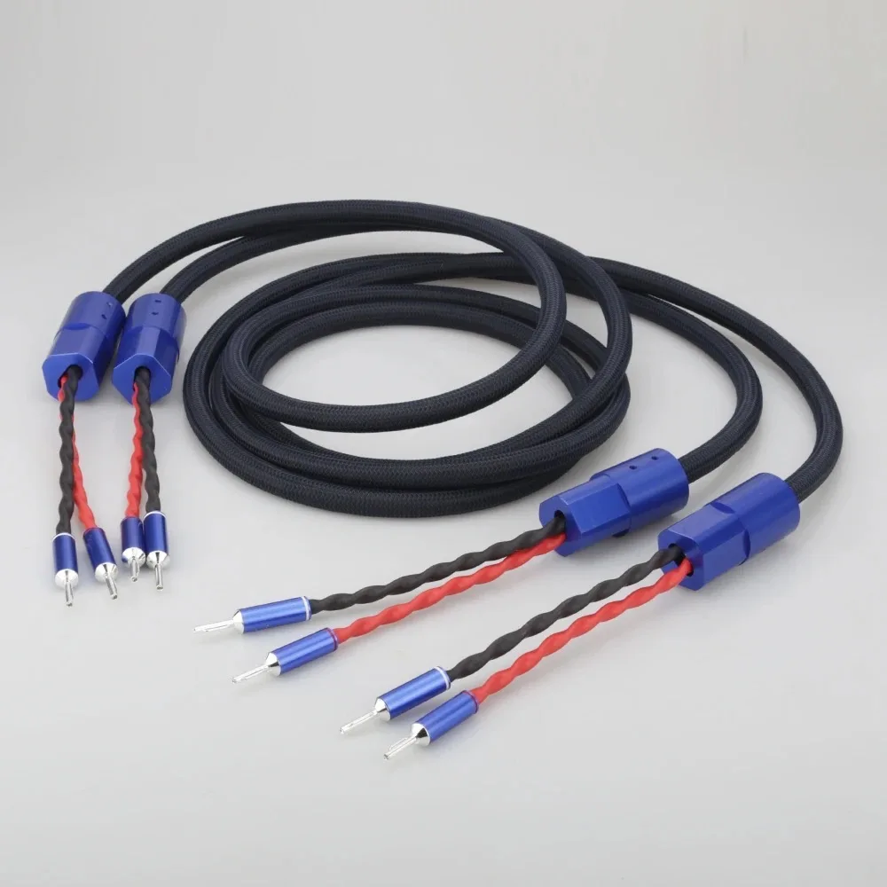 كابل مكبر صوت أوديوفيلي مطلي بالفضة ، قابس من الموز إلى الموز ، كابل مكبر صوت ، مكبر صوت HiFi ، زوج ، Audiocrast ، SC005