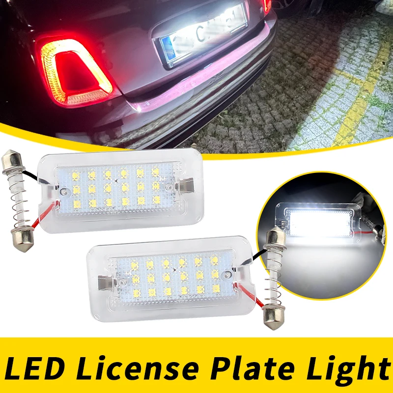 2pcs LED License Number Plate Light For Fiat Abarth 500 595 695 500C 595C 695C 312C 2007-2020 Error Free Pure Car Accessories