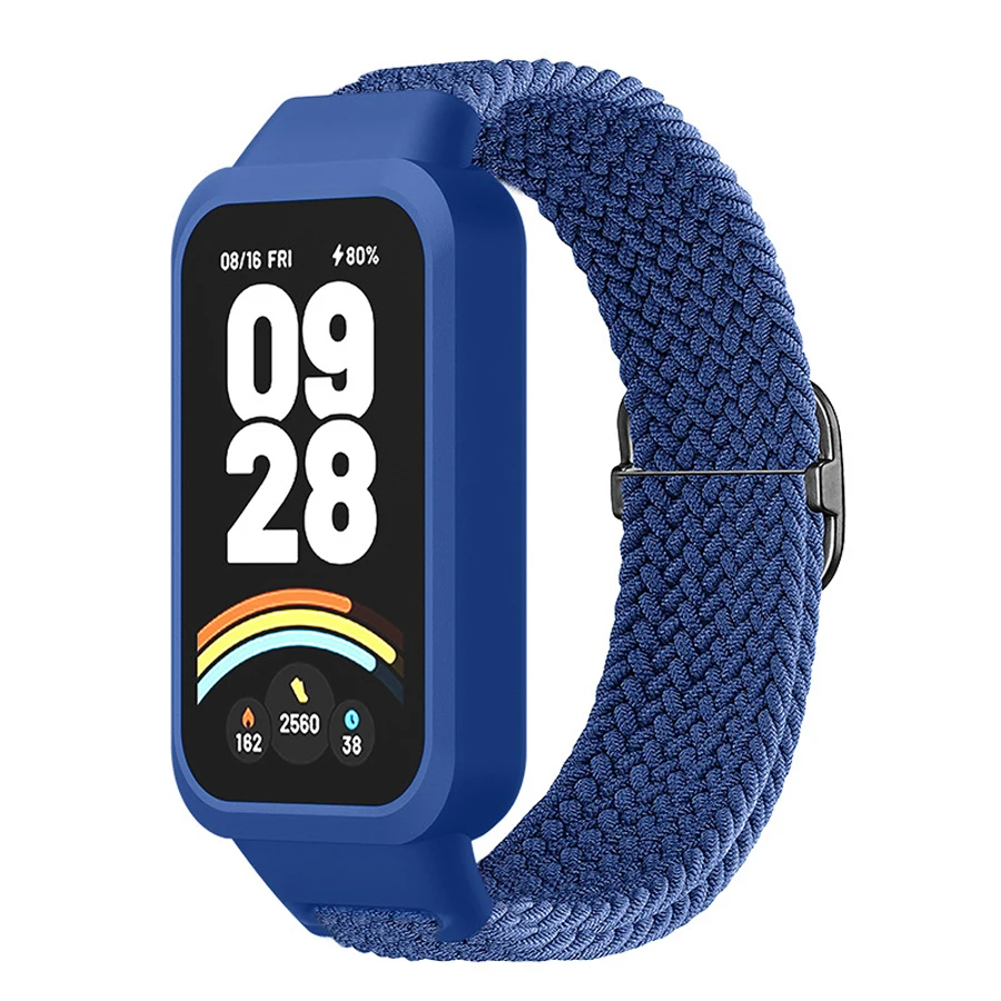 Case+gevlochten band voor Xiaomi Mi Band 9 Active Sports Nylon armband Correa voor Redmi Band 3 Polsband accessoires