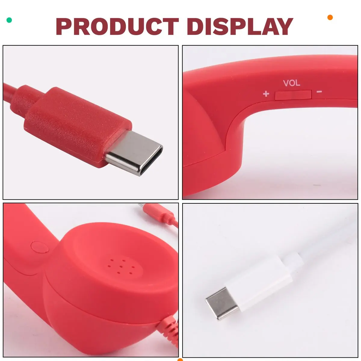 wilwill Retro Telephone Handset Receivers Headphones for Phone,Tablet, Headset ,USB-C Interface,with Answer Button, for Elderly