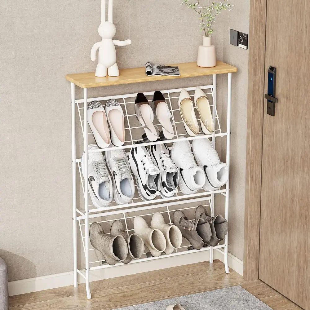 

JZM Shoe Rack Storage, Narrow 4 Tier Metal Shoe Storage Shel, ree Standing Shoe Racks, Space Saving Shoe Rack Organizer or Entry