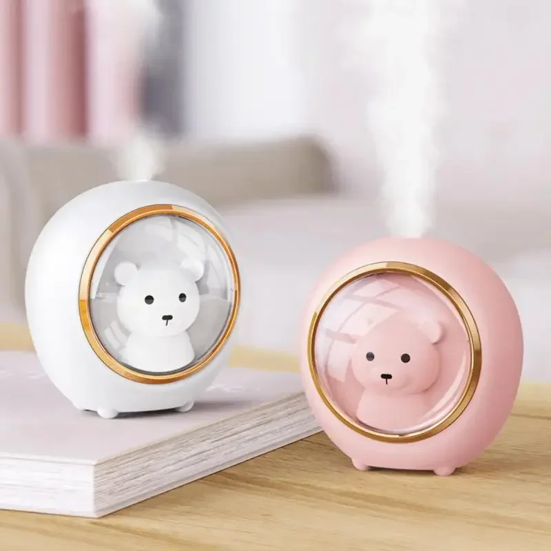 Umidificatore USB carino per animali domestici Space Bear Night Light Car Home Umidificatore regalo simpatico cartone animato