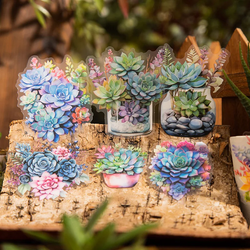 20 pcs succulent plants theme stickers DIY collage decorative Scrapbooking Material handmade Diary Album Junk Journal Supplies