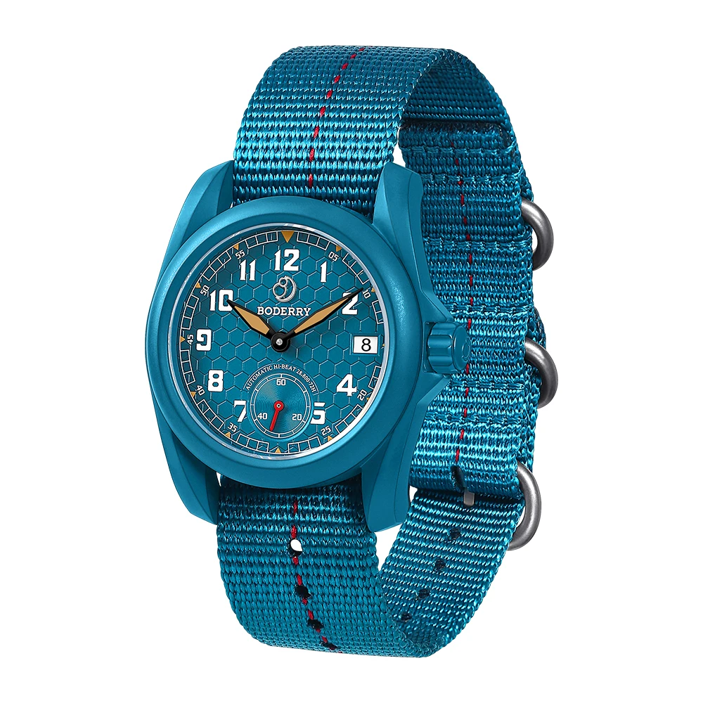 BODERRY ساعة أوتوماتيكية للرجال 40 مللي متر الطيار الميكانيكية ساعة اليد التيتانيوم 10ATM مقاوم للماء الياقوت مضيئة HZ8240 #1