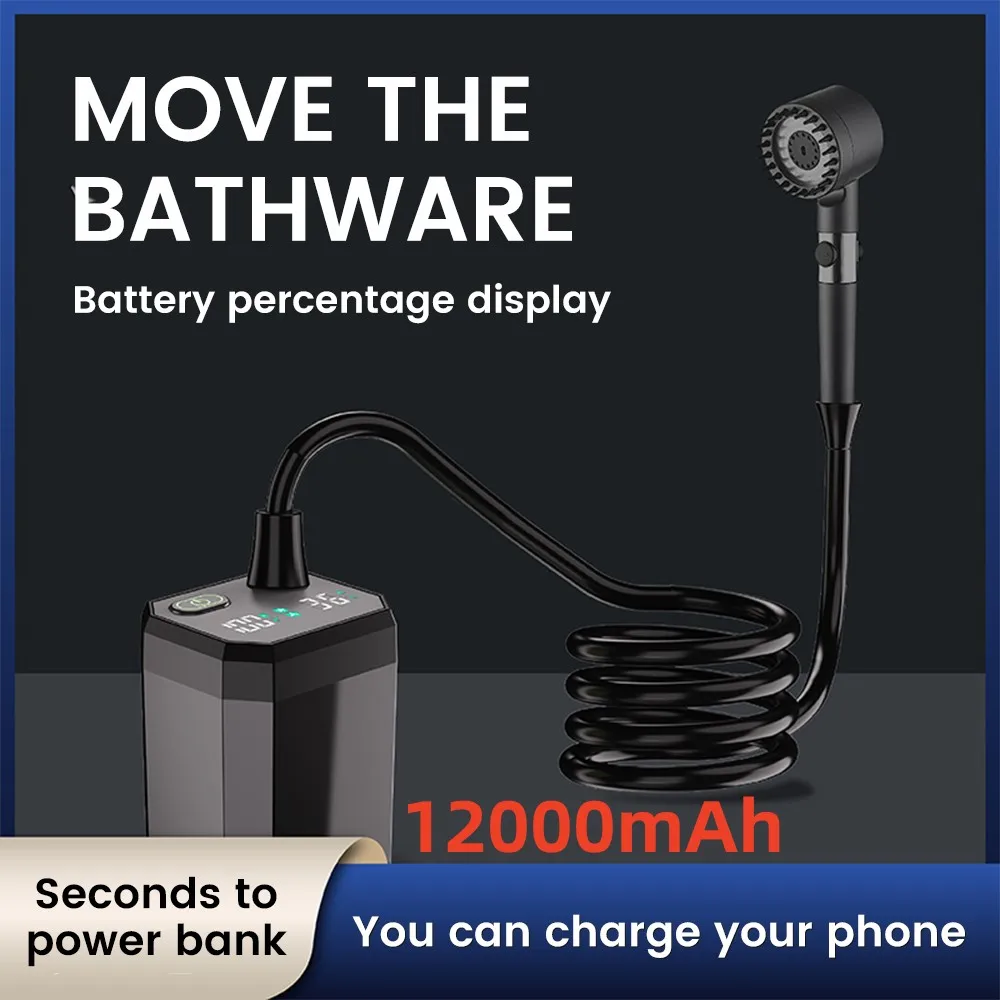 

Portable Shower for Camping Rechargeable Camping Shower with Shower Head Intelligent LED Display Electric Shower Pump