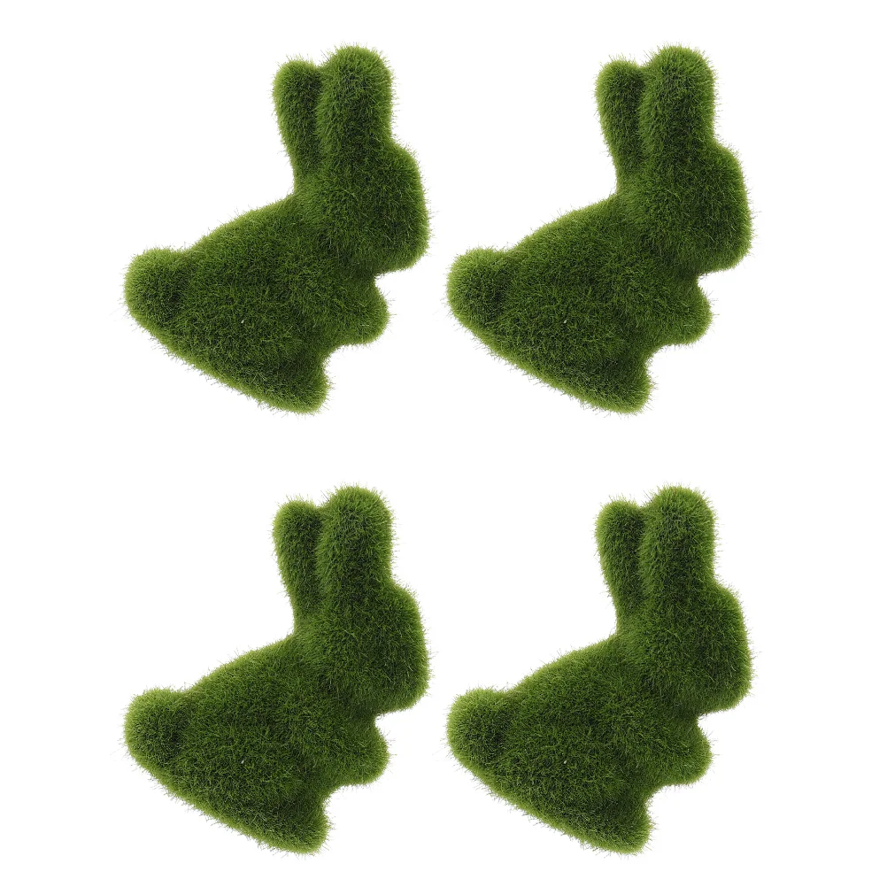 Easter Bunny Imitation Animal Artificial Turf Grass Moss Decorations Rabbit Flocking Flocked Figurine Green Christmas