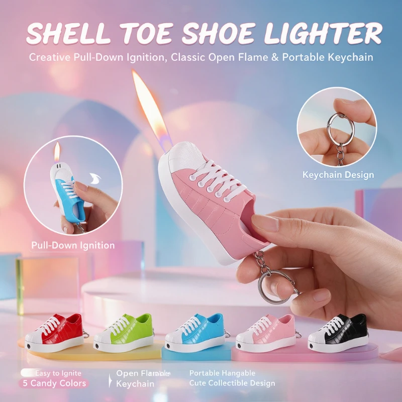 Personalized Mini Canvas Shoe Butane Lighter,Cool Metal Key Ring Pendant,PortableInflatable Ignition Tool,Wholesale Trendy Gifts