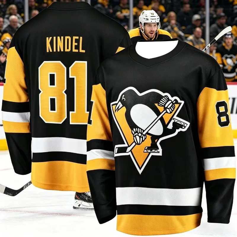 2026 Men Ice Hockey Fan Shirt Crosby 87 Penguin Inspired 3D Print Moisture Wicking Long Sleeve Training Top Adults Kids