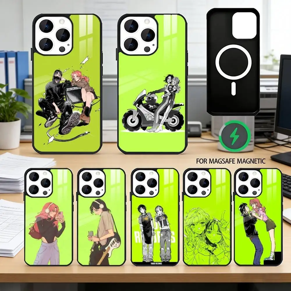 Чехол для телефона KiniOto Manga The Green Yuri Guy для iPhone 17, 16, 15, 14, 13, 12, 11 Plus, Pro, магнитный, для беспроводной зарядки Magsafe