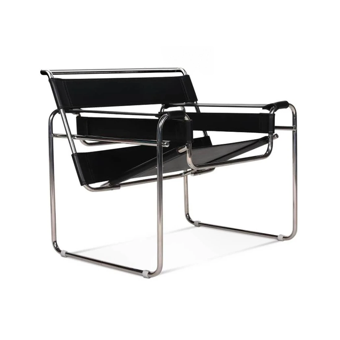 Chrome Frame Chair  Modern Bauhaus Designed Signature Chairs Smooth and Sturdy Vegan Leather Strap Chair