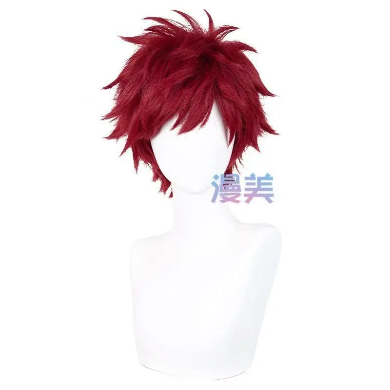 Peruka do cosplayu Gaary z Pustyni, czerwona, puszysta, krótka, z kolcami, uniwersalna peruka anime