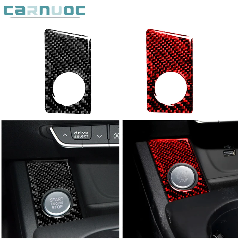

For Audi A4 B9 RS4 S4 2017 2018 2019 Carbon Fiber One Touch Start Panel Stickers Cover Trim Car Interior Decorative Accessories