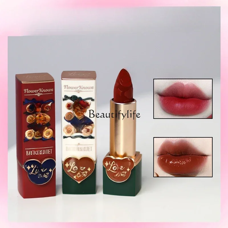 Flower Know lápiz labial ondulación suave, vapor Retro, terciopelo blanco mate, Castaño de leche