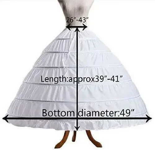 Forma completa 6 hoop saia vestido de baile anágua underskirt deslizamento para casamento 2024