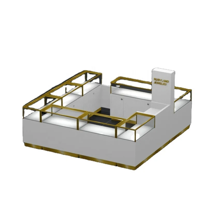 

2025customized.Wooden Jewelry Display Counter Mall Led Kiosk Jewelry Luxury Glass Jewelry Kiosk Island Mall