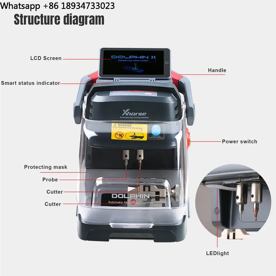 Xhorse Dolphin II XP-005L XP005L Automatic Portable Key Cutting Machine with Adjustable Screen and Built-in Battery