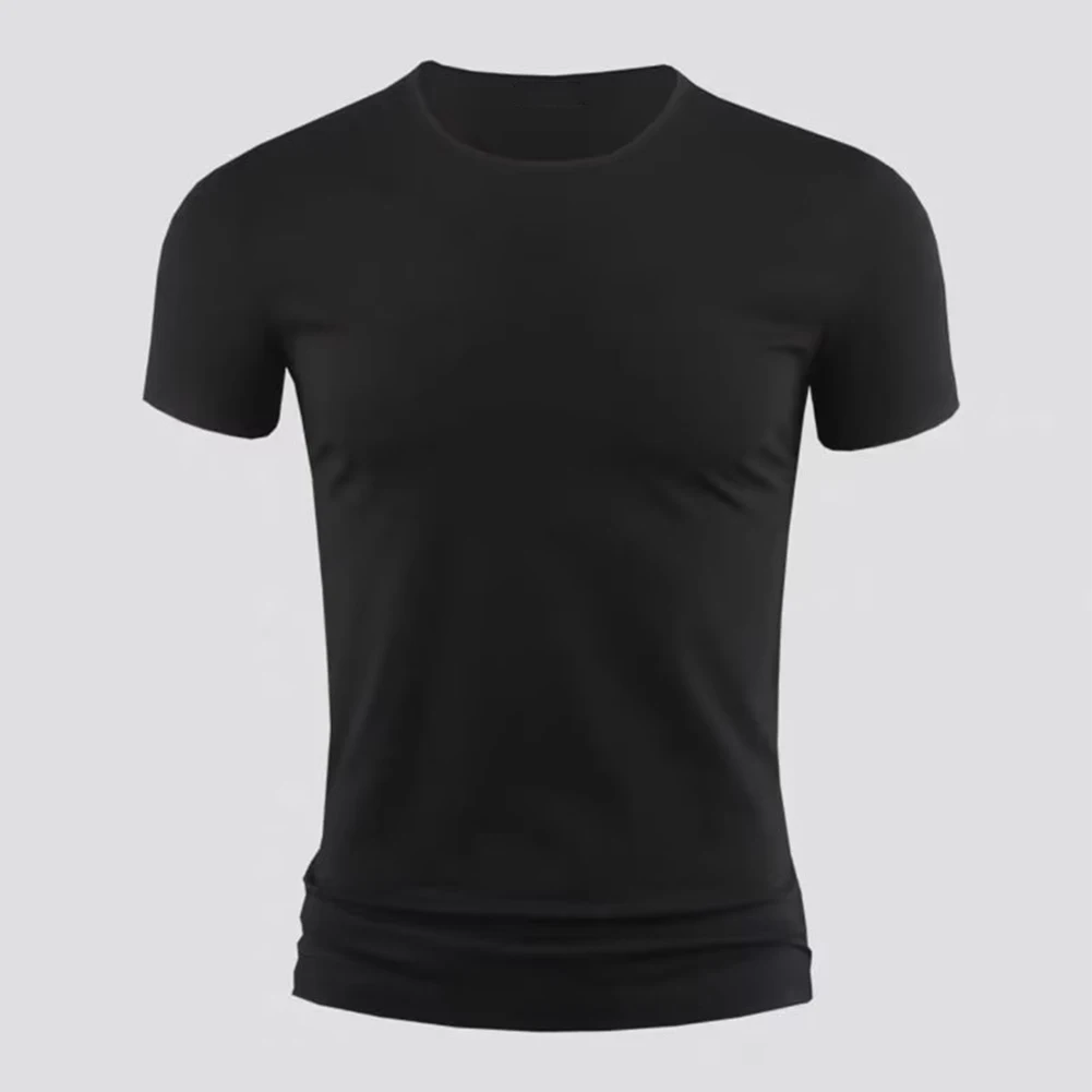 Comfy Mens Top T Shirt Tee Tops Breathable Undershirt Casual Crew Neck Fitness Slim Fit Solid Color Sports Daily