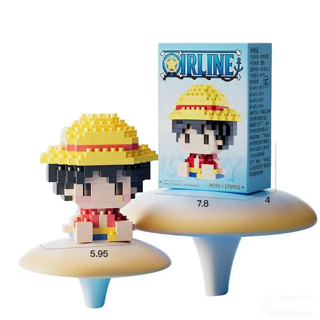 New ONE PIECE Sun God Nika Luffy Micro Action Block Chopper Ace Buggy 3D Anime Model Assembly Mini Bricks Figure Toys For Gift