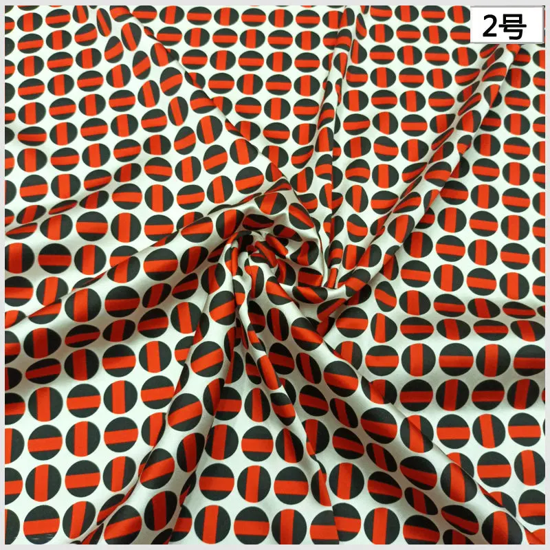 19 Momme Digital Print Stretch Silk Satin Fabric Geometric Pattern Mulberry Charmeuse  DIY Dressmaking Evening Gowns Scarves
