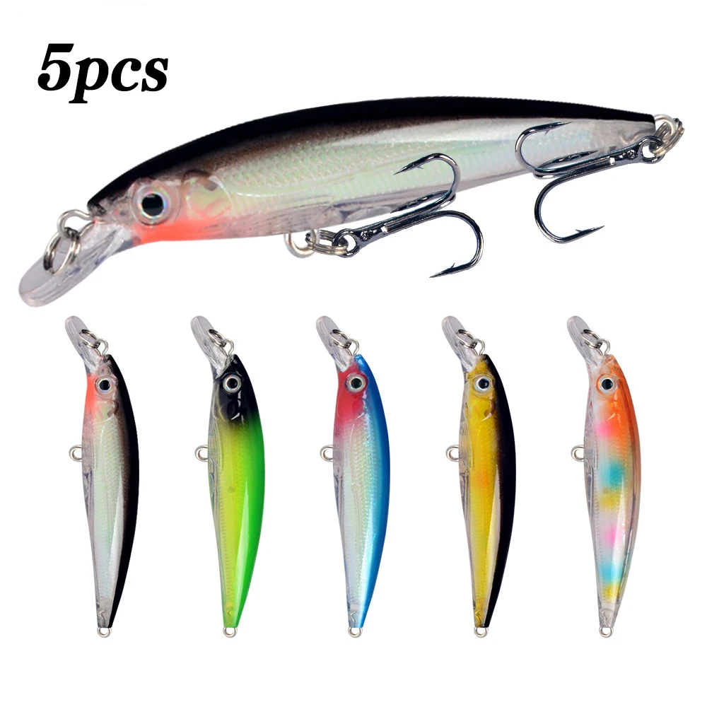 5Pcs Minnow Angeln Locken Bass Trolling Künstliche Harten Köder Wobbler Lockt Crankbait Hecht Karpfen Angeln Tackle