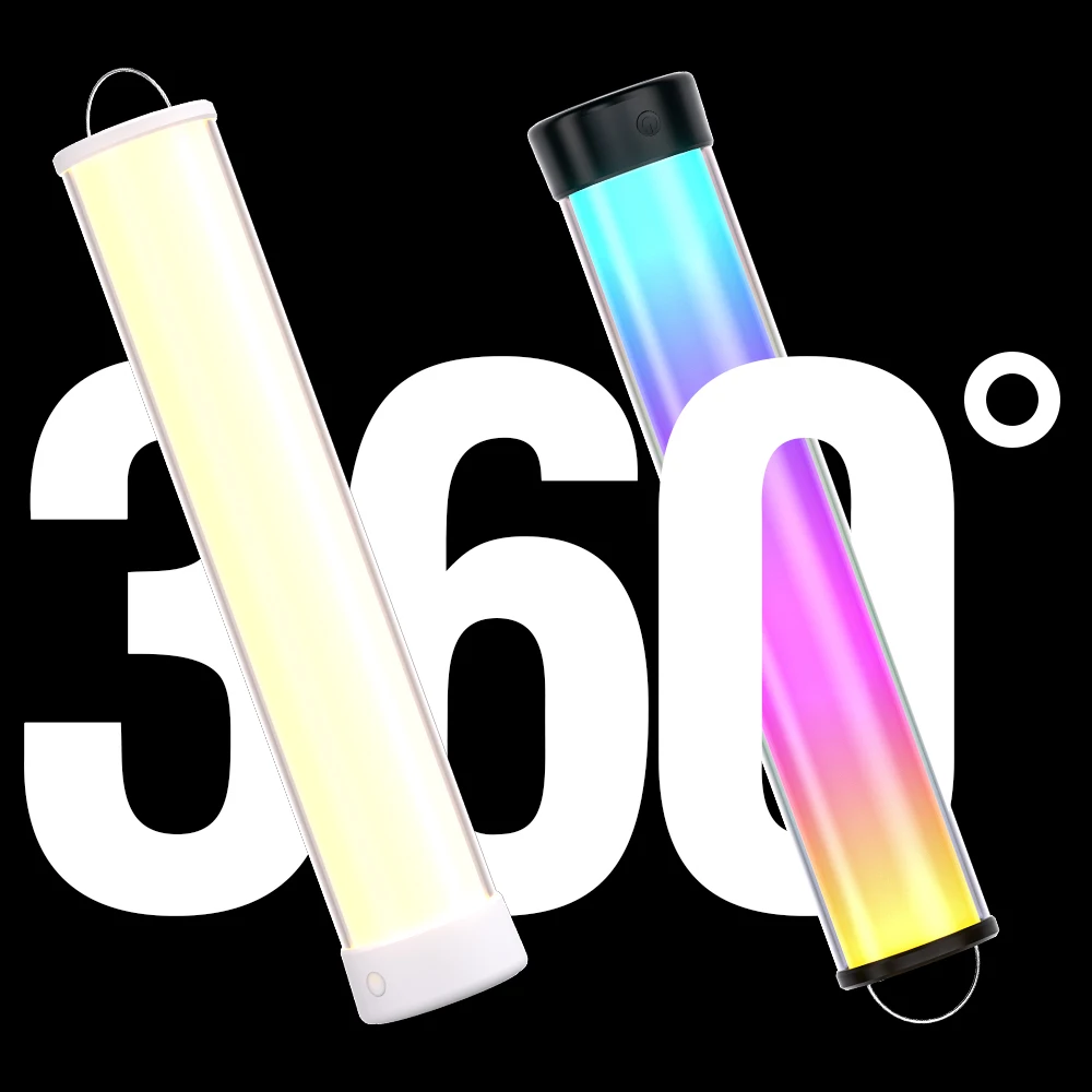 Bluetooth APP RGB Ambient Light Bar, 360° Music Rhythm Table Lamp, Rechargeable LED Atmosphere Light for Gaming Bedroom Camping