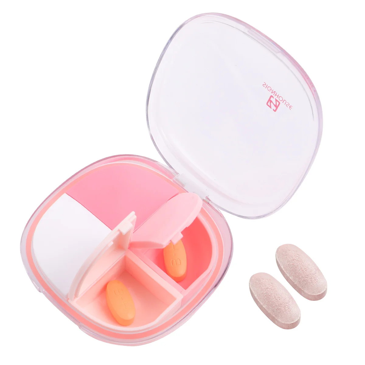 

Reusable Medicine Pouches 4 Compartments Box Travel Kit Container Cute Pill Organizer Pink Pp Storage Case