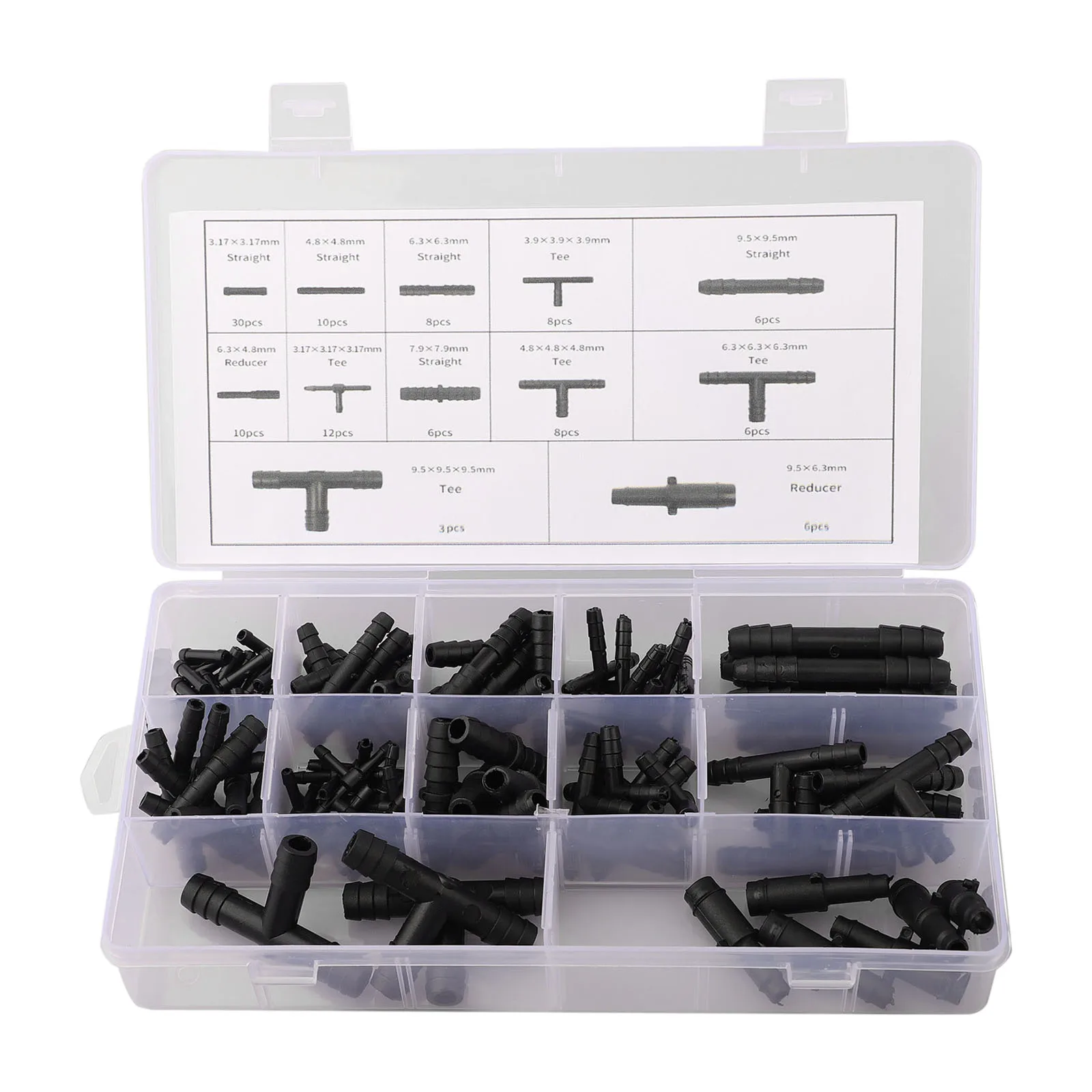 113PCS Vacuum Connector Assortment Automotive Vacuum Tubing Connector Tee Kit Water Spray Pipe Joints Car Wiper Connection Pipe
