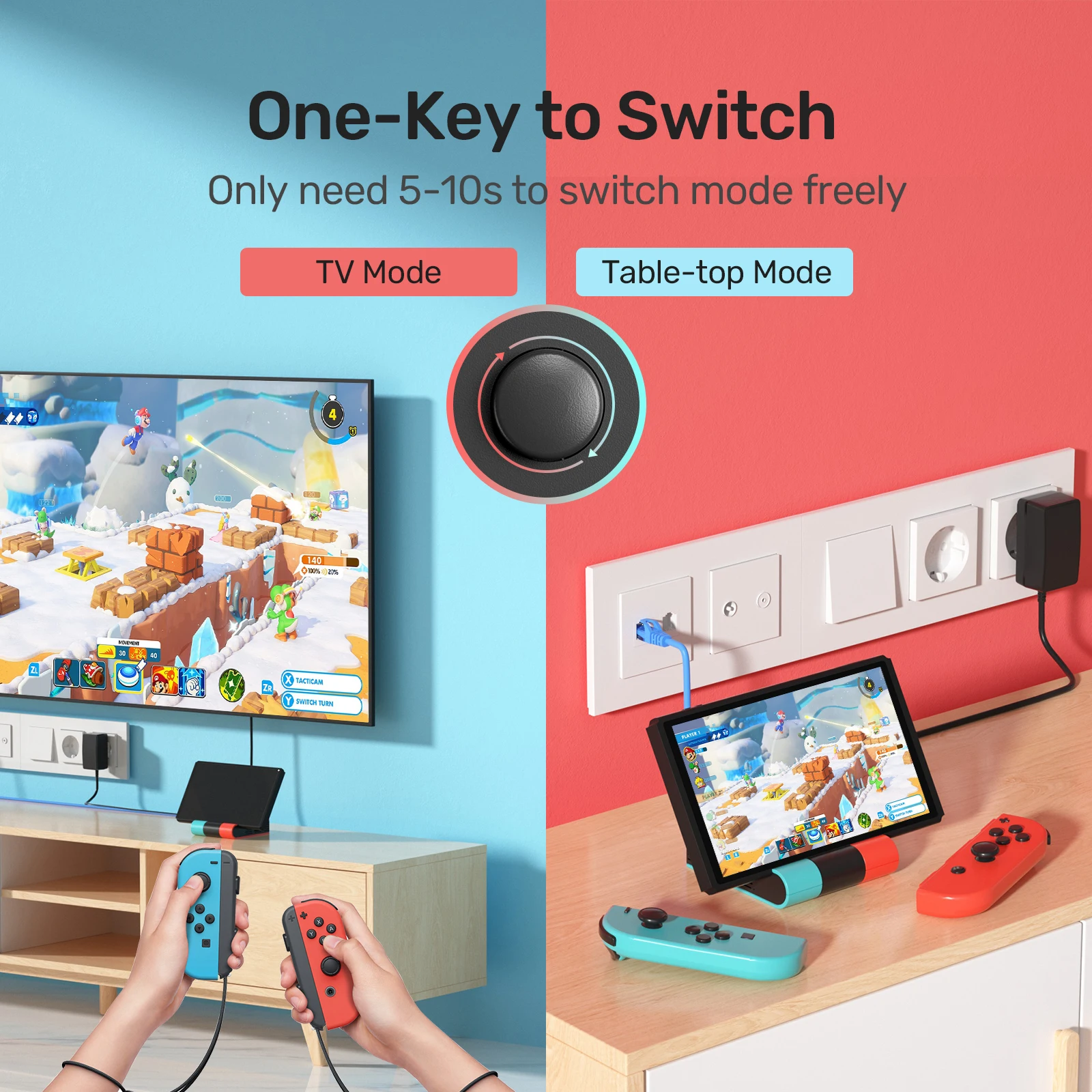 Imagem -04 - Dock Switch Portátil para Nintendo Switch tipo c Tendak de Carregamento tv Docking Station Adaptador Hdmi 4k Usb 2.0