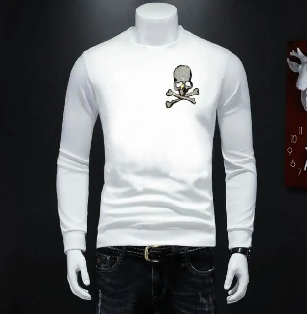 new fashion sweater  autumn round neck top casual  lettering Men's hot diamond youth large slim UU22