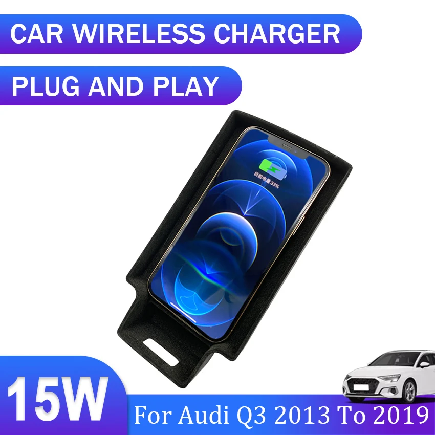 Car Induction Charger For Audi Q3 2013 2014 2015 2016 2017 2018 2019 Wireless Charger QI phone charger charging case Accessories